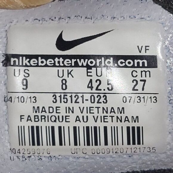 Nike Air Force 1 High Triple Black Sneakers Men Sz 9 315121-023 Leather Gym - Picture 9 of 9